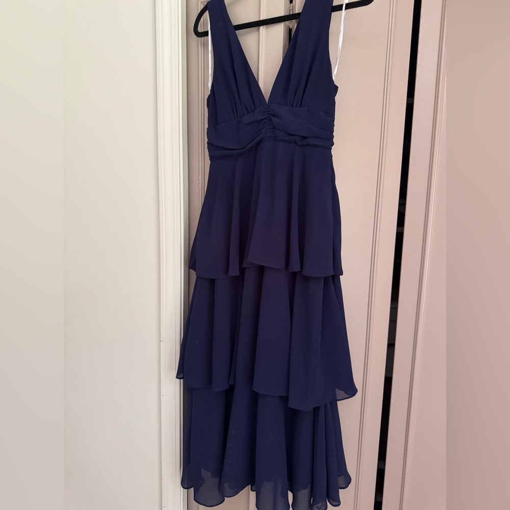 Lulu's Blue Tiered Ruffled Maxi Dress
